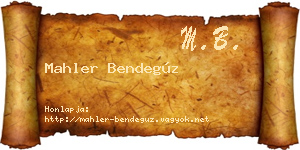 Mahler Bendegúz névjegykártya